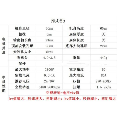 N5065 无刷外转子直流电机马达无感有感滑板航模 ODrive开发