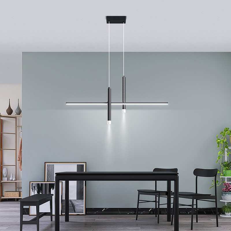 餐厅吊灯一字长条餐吊圆筒灯现代简约创意设计师饭厅餐桌吧台灯