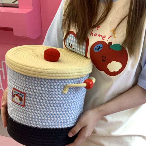 设计感家居装饰收纳筐少女创意编织大容量置物篮上班族小众卧室筐