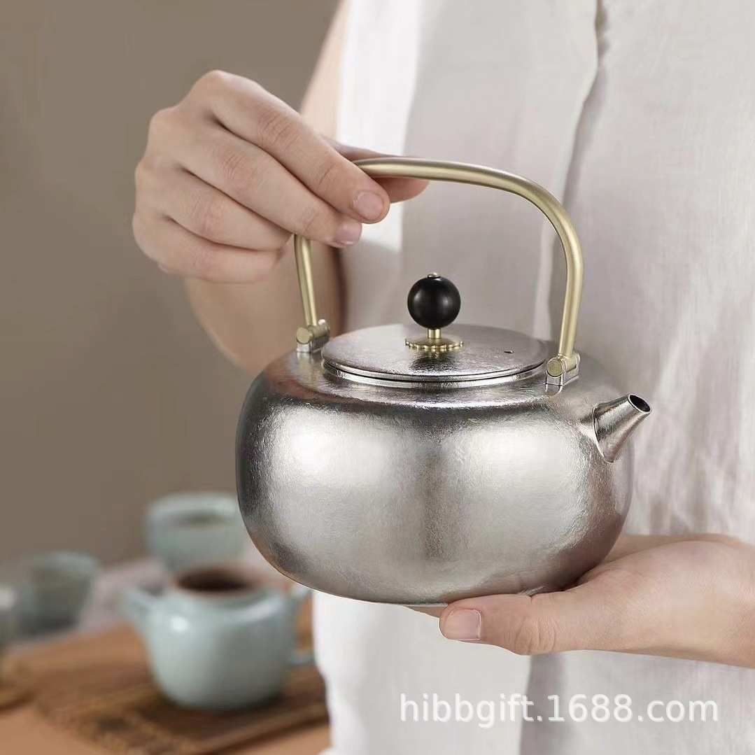 博友制钛小满黑曜款钛提梁烧水壶户外露营野营茶壶野外煮水壶钛壶
