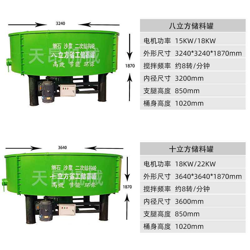 砂浆平口立式搅拌机工地用预拌混凝土储料罐五立方储存搅拌罐