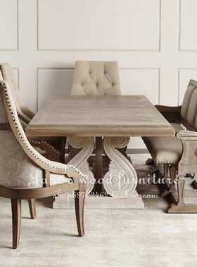 实木长椅Hooker家具美式复古长木椅子靠背椅仿古长条椅凳卡座家用