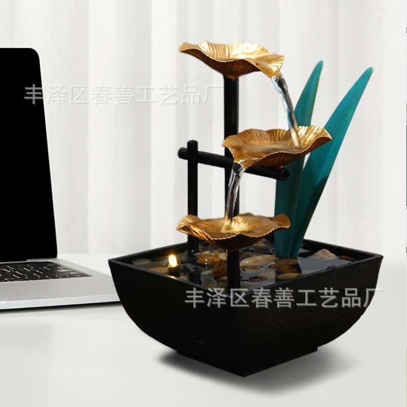 home decor办公室摆件电视购物铁艺流水摆件跨境喷泉风水摆件代发