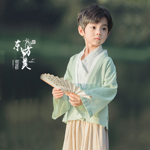 男童汉服春夏中国风超仙宋制套装儿童小男孩交领对襟衫古风裤唐装