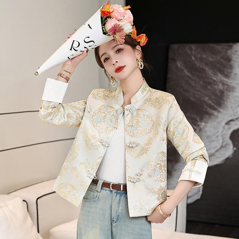 2025新款超火新中式立领唐装上衣女开春穿搭国风女装春秋短款外套