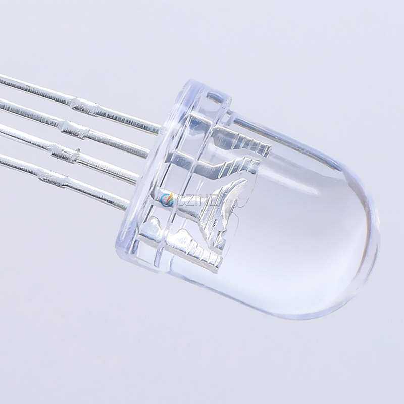 f8全彩透明共阴8mm四脚RGB红绿蓝全彩直插式LED灯珠发光二极管