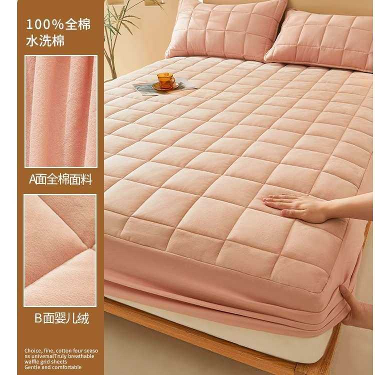 加厚纯棉床笠单件2024新款双面全棉加绒床单套罩席梦思床垫保护罩
