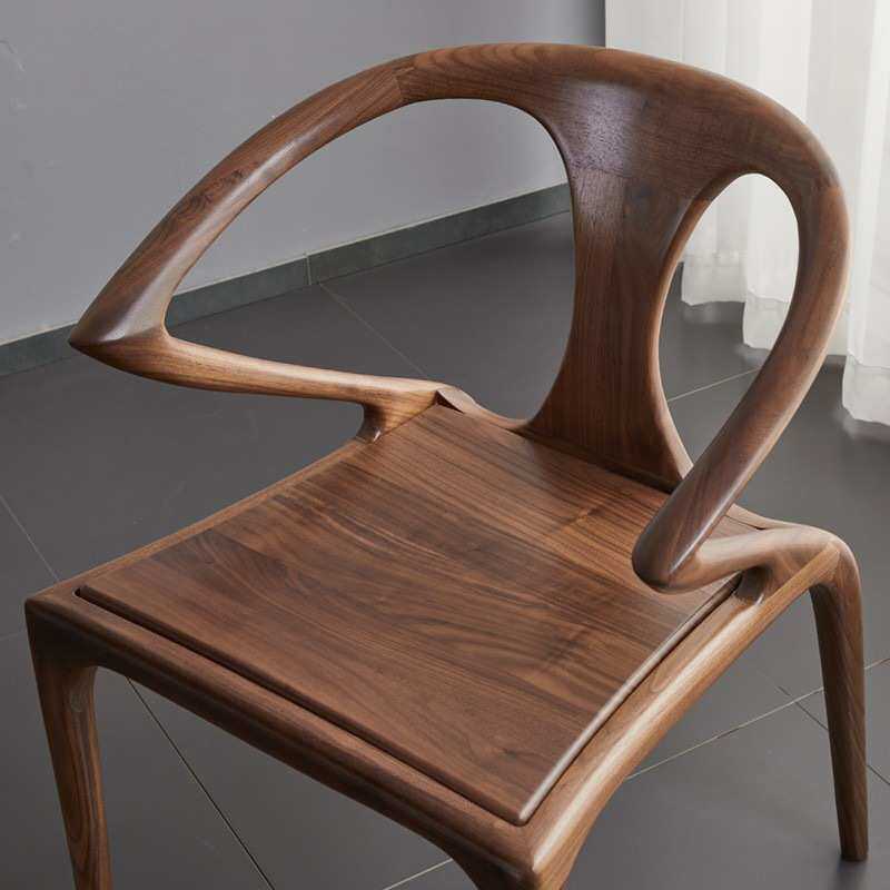 北欧黑胡桃木全实木餐椅餐厅椅子书桌椅靠背扶手剑椅原木家具