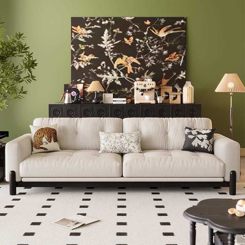 法式中古风原木沙发客厅日式白蜡木纹实木大小户型灯芯绒现代沙发