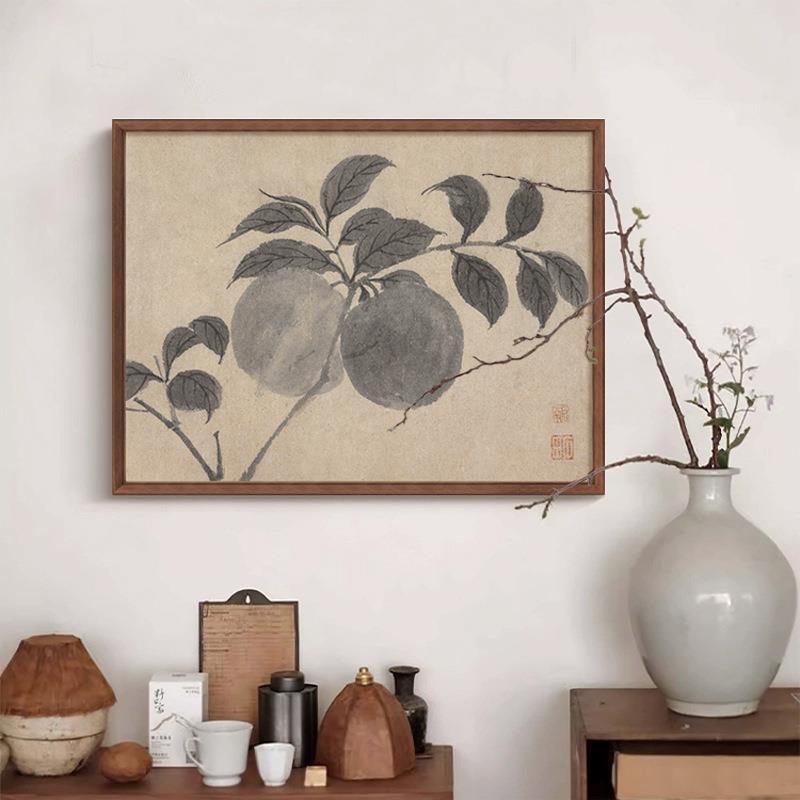 墨花册·果实 法式中古风客厅装饰画新中式复古玄关餐厅卧室挂画
