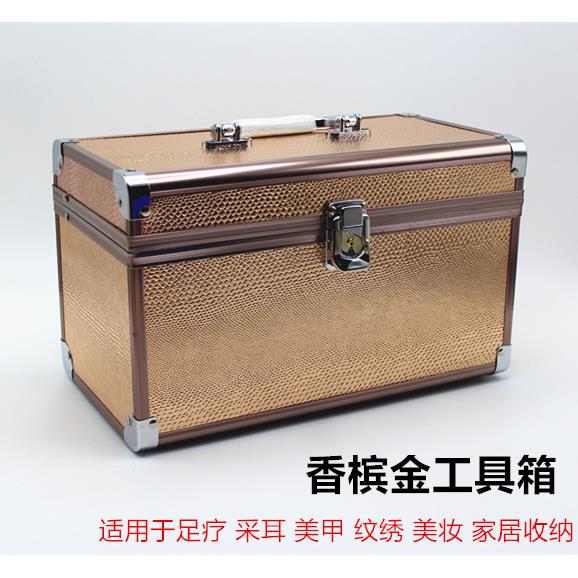 彩铝采耳工具箱收纳美甲化妆足疗技师箱铝合金手提箱大号