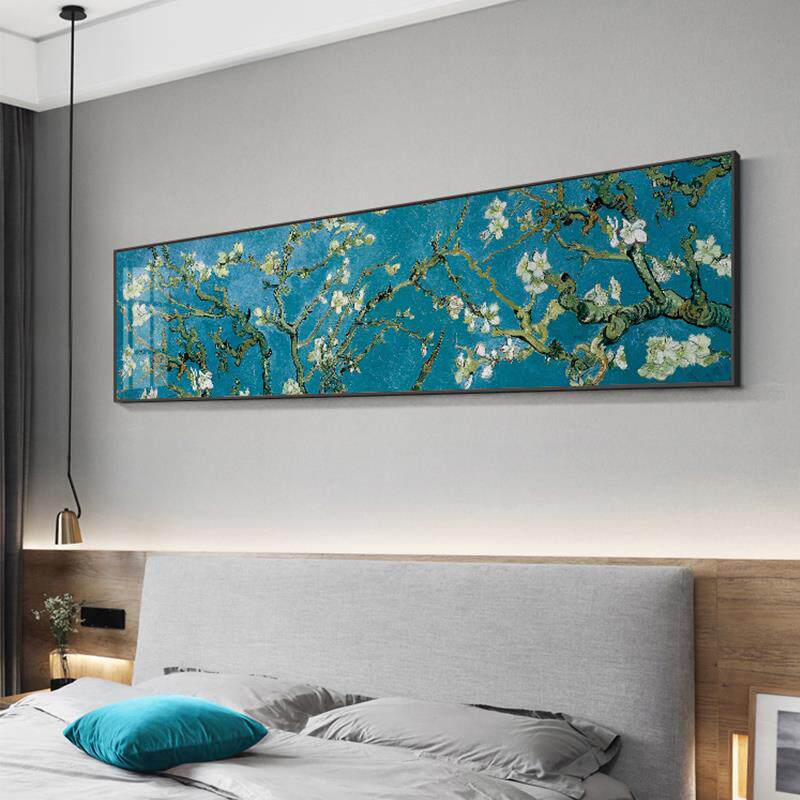 梵高盛开的杏花纯手绘油画名画复古高档客厅装饰画主卧室床头挂画