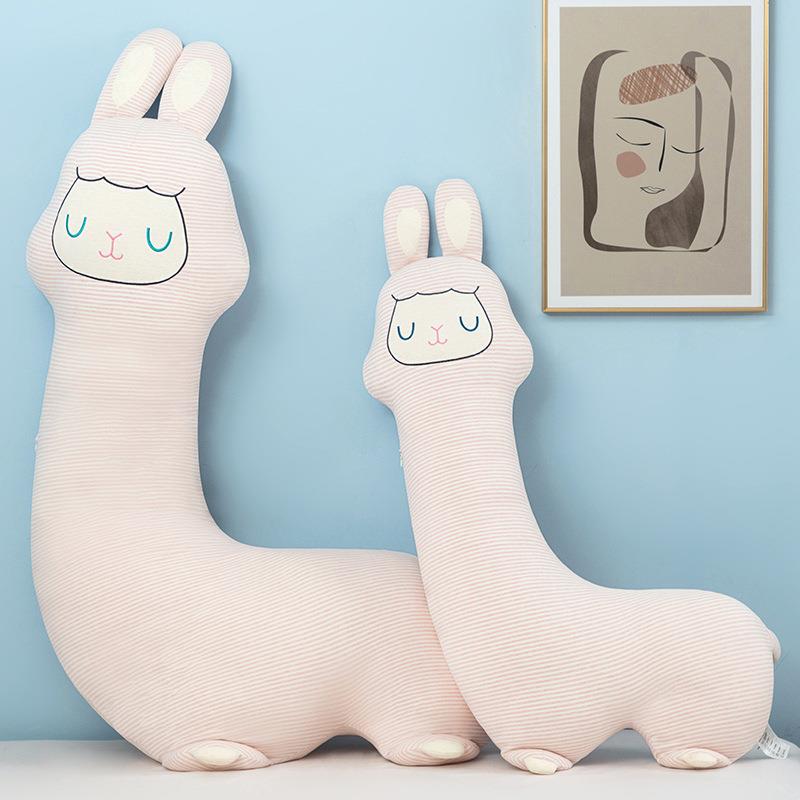 纯棉睡觉抱枕可爱羊驼儿童床上长条枕专用女生侧睡夹腿靠垫超软