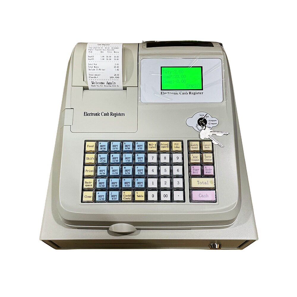 英文版电子收银机快餐粉面店便利饰品店110V-220V英文收款机