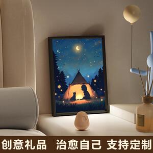星星点灯壁画音响画灯光画挂画客厅铝合金相框装饰画客厅装饰画