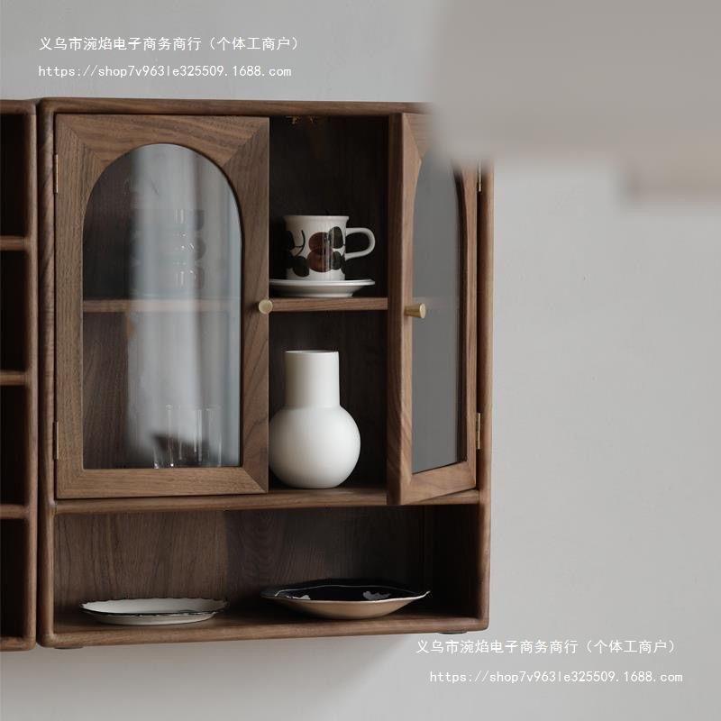 简约环保材质北欧吊柜客厅壁柜置物架实木防尘玻璃柜桌面博古架展