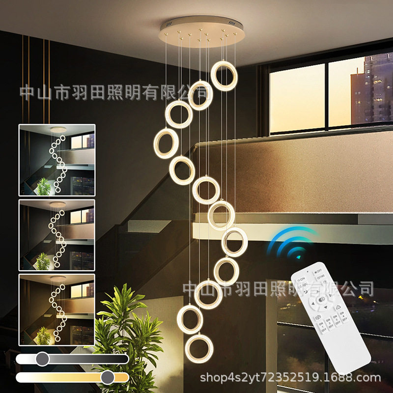 客厅楼梯吊灯简约现代创意酒店大堂长吊灯别大厅吊灯广东中山灯具