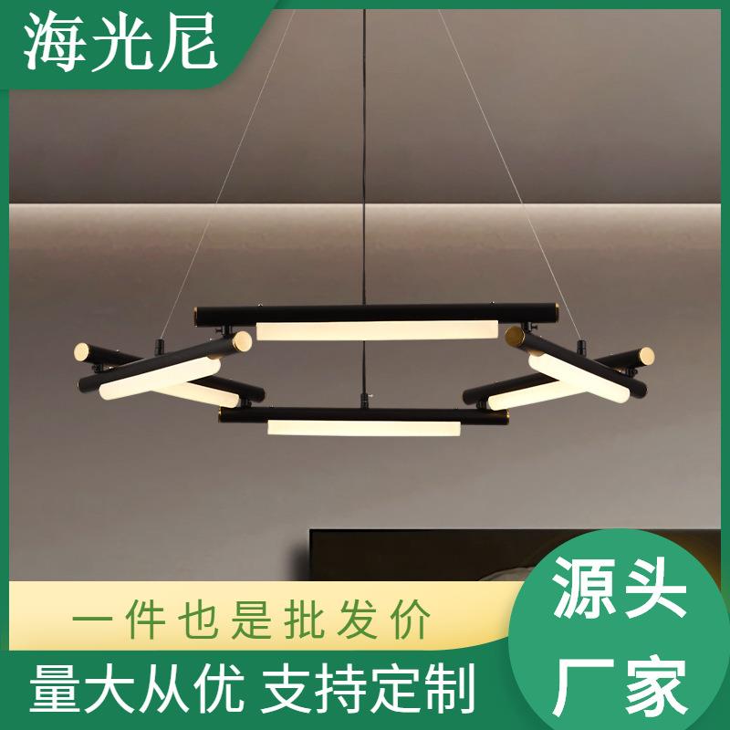发光园管吊灯餐厅吧台T8灯管吊灯简约园筒竖吊灯园管壁灯