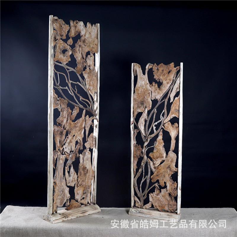 厂家销售手工制作木质工艺屏风摆件多功能木质挂勾树根装饰摆件