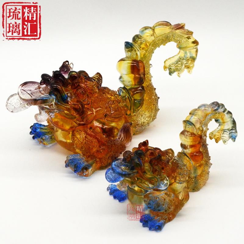 大小号琉璃金蟾摆件三脚招财金蟾工艺品家居办公吉祥风水摆件广州