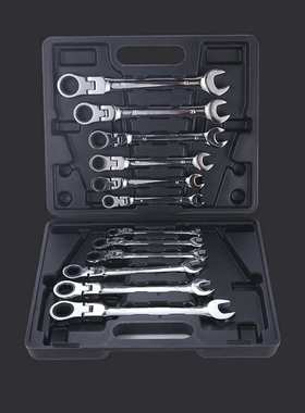 12PC两用棘轮扳手活动 固定头 汽修工具72齿12件套棘轮扳手组套