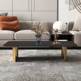 意式轻奢岩板茶几简约现代客厅长方形复古创意设计师家具独特造型