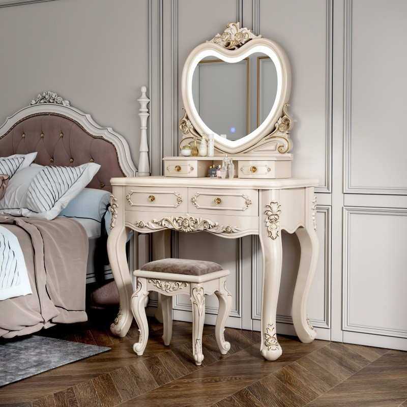 欧式梳妆台主卧室2025年新款轻奢高级小户型化妆镜梳妆桌书桌一体,3C数码配件,USB灯,淘宝优惠券,粉丝福利购,淘宝优惠卷
