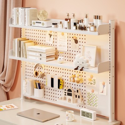 桌面置物架学习桌上收纳架电脑办公桌上多层洞洞板书架书桌陈列架