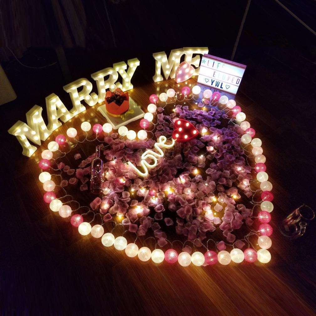 现货 LED遥控字母灯 情人节求婚布置创意用品套餐浪漫婚庆装饰