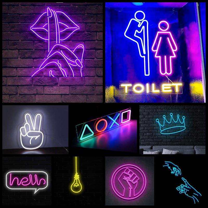 霓虹灯发光字12v灯带led广告牌酒吧装饰墙字母logo网红图造型