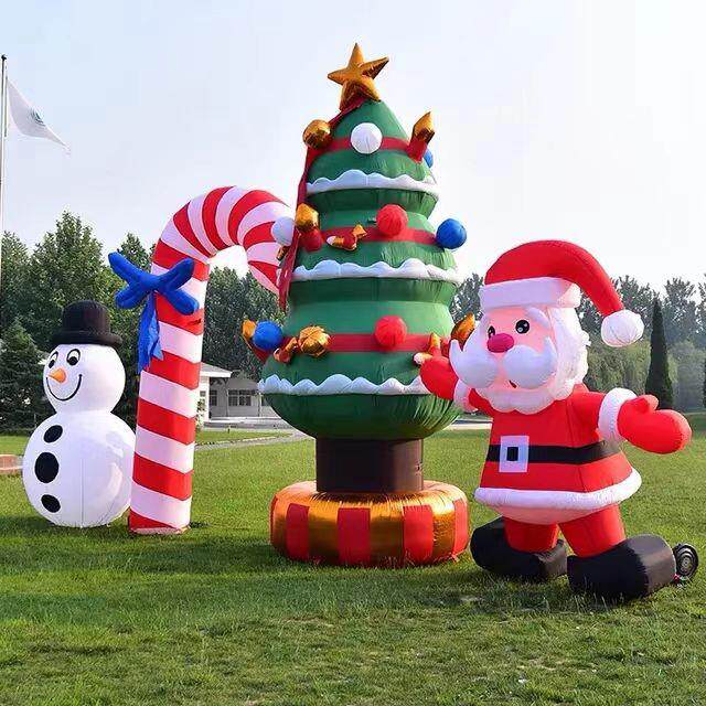 圣诞节装饰用品电动充气圣诞老人雪人气模圣诞树拱门店面布置摆件