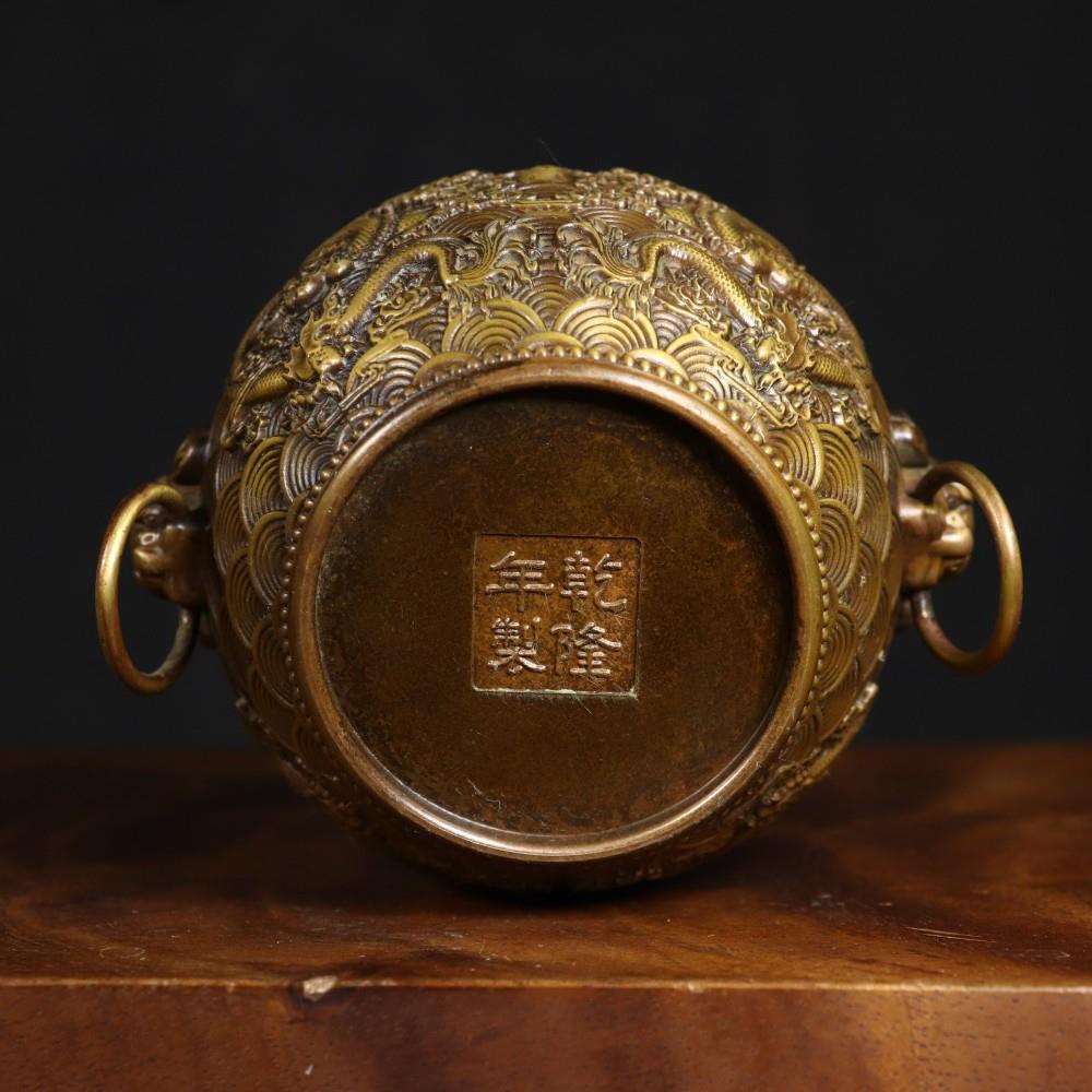 仿古仿铜龙腾四海缸 龙缸摆件仿古工艺品送礼摆件