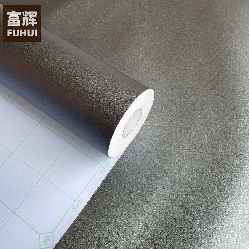 银灰色磨砂闪点墙纸壁纸自粘PVC金属质感家具翻新贴防水防潮加厚