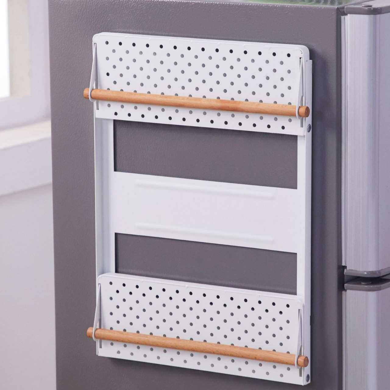 跨境折叠冰箱侧挂架 多功能厨房收纳冰箱挂架 家居磁铁挂钩置物架