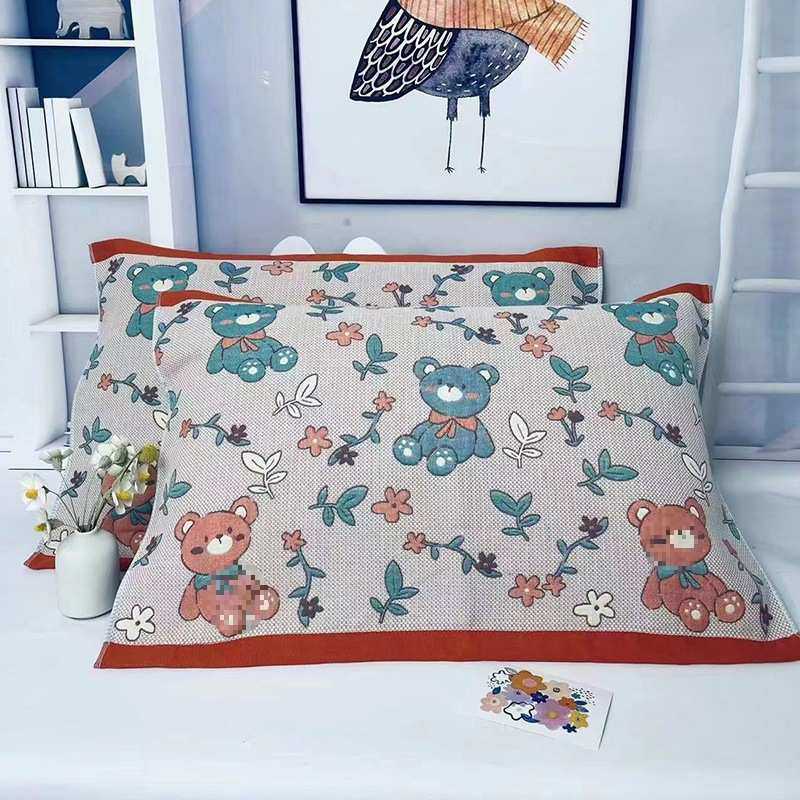 装盖巾螨纱布纯棉新款防枕巾亚麻一对简约2025老粗布