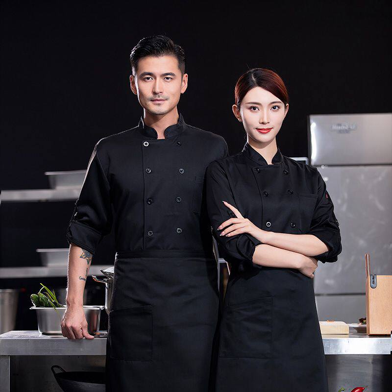 西餐厅牛排店服务员工作服调节长袖酒店饭店食堂厨房秋冬季厨师服