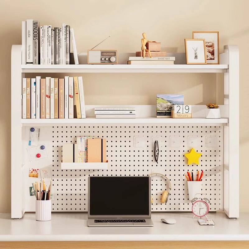 新款桌面洞洞板置物架学生学习书桌上收纳架子办公电脑桌多层铁艺