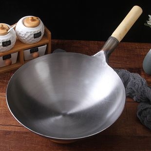 铁锅加厚大马勺厨师饭店商用炒菜锅传统老式熟家用无涂层炒锅