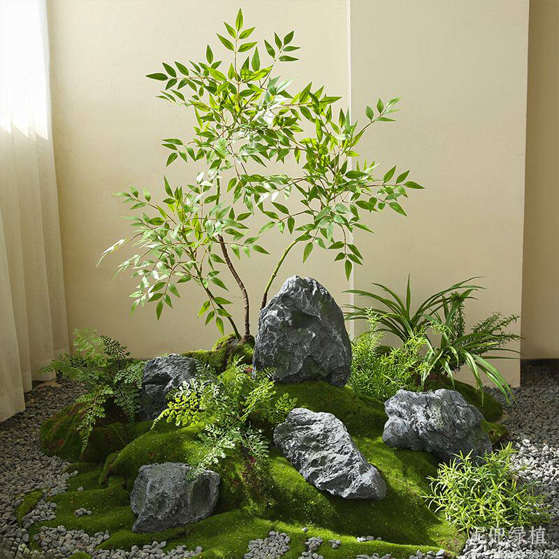?玻璃钢石头青龙石摆件石块造景庭院花园装饰假山景观假石头