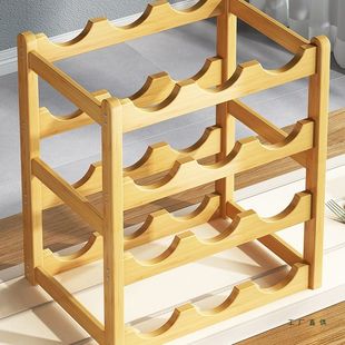 简易酒架置物架家用客厅红酒柜展示架实木摆件吧台葡萄酒摆放架子