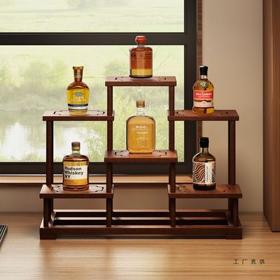 实木桌面小瓶酒展示架酒架置物架迷你酒柜吧台洋酒家用收纳陈列架