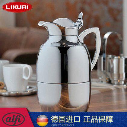 德国Alfi爱丽飞黑钻黄铜镀铬保温壶玻璃内胆长效保温瓶家用热水壶