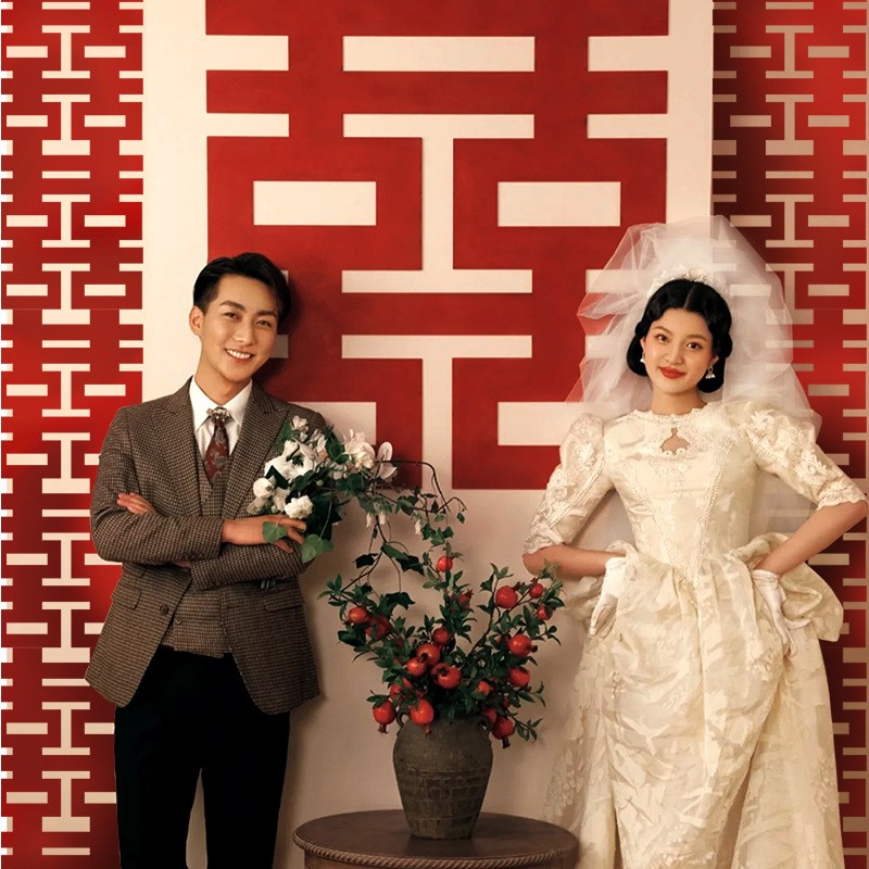 小红书同款大红色长条喜s字婚房布置窗帘装饰结婚拉花挂饰喜字门