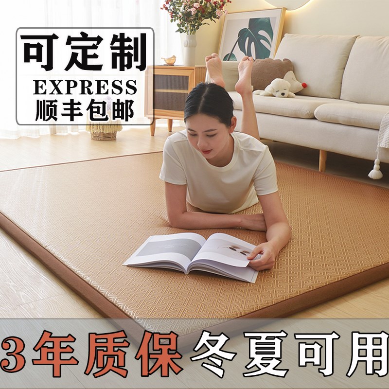 冬夏两用凉席地垫睡觉o打地铺神器客厅榻榻米藤席床垫午睡席垫家