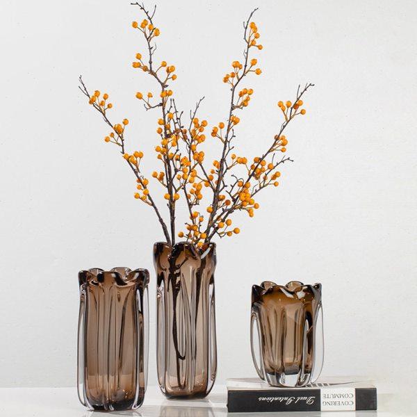 现代轻奢花瓣琥珀色花瓶摆件北欧高档简约客厅餐桌软装装饰花器,家居饰品,花瓶,淘宝优惠券,粉丝福利购,淘宝优惠卷