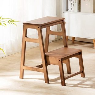 多功能二步梯凳家用折叠凳登高楼梯台阶凳子两用实木高凳人字梯子