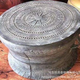 仿铜玻璃钢铜锣摆件大型铜鼓雕塑户外景观装饰品厂家供应