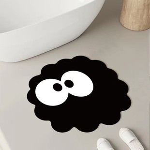 ?可爱煤球卫生间地垫吸水防滑洗手间门口硅藻泥软垫入户厕所踩脚