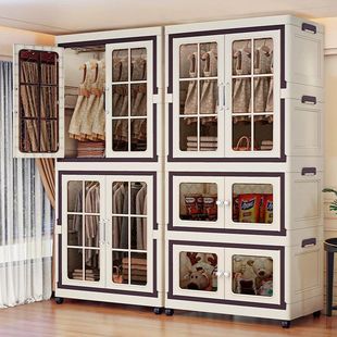 75CM复古落地衣柜大容量折叠收纳箱衣帽间防尘衣橱卧室简易整理箱