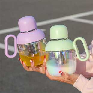 玻璃杯子带把手2024新款办公室水壶泡茶杯大容量带茶漏吸管大肚杯